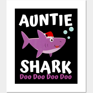 Auntie Shark Premium Christmas Mommy Shark Daddy Shark Posters and Art